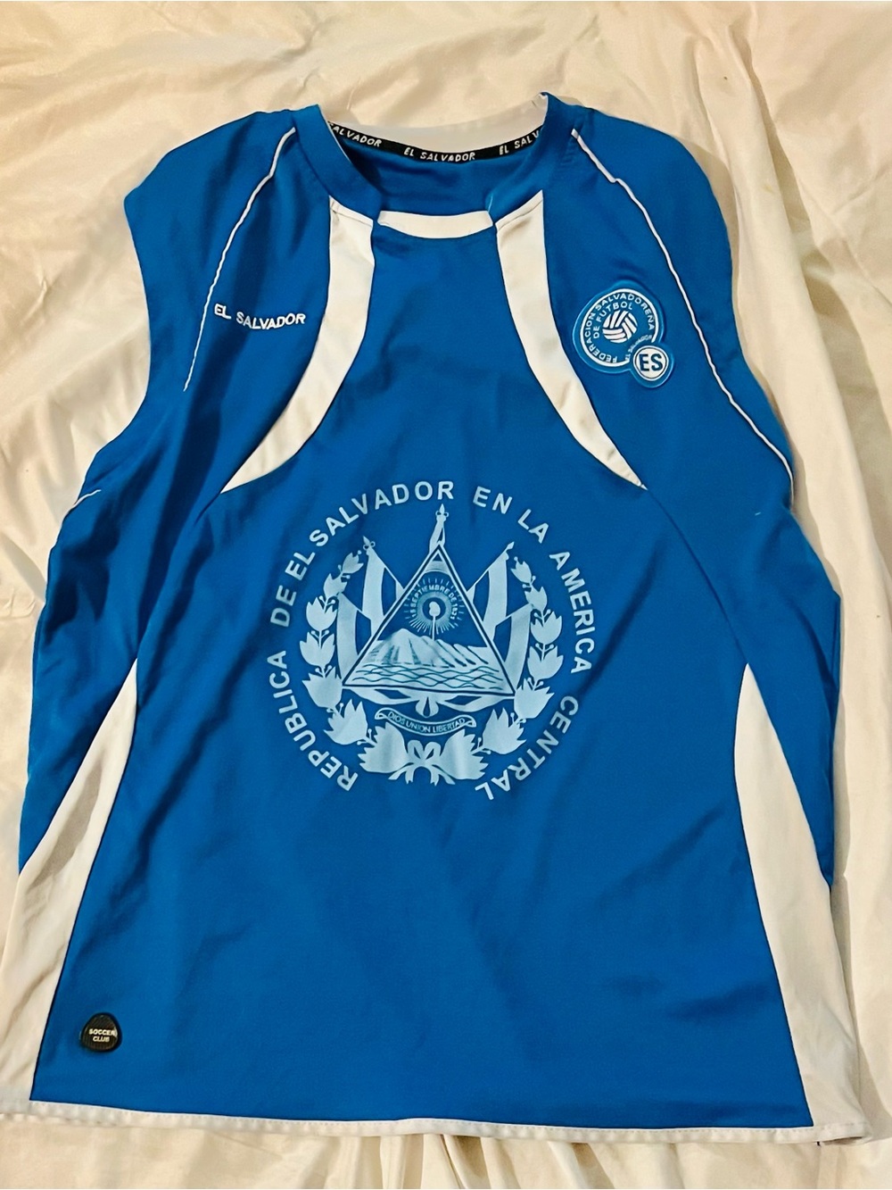 El Salvador Blue Athletic Tank Top / Jersey with White Accents Men’s XL